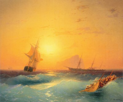 American ships off the Rock of Gibraltar by Ivan Konstantinovich Aivazovsky